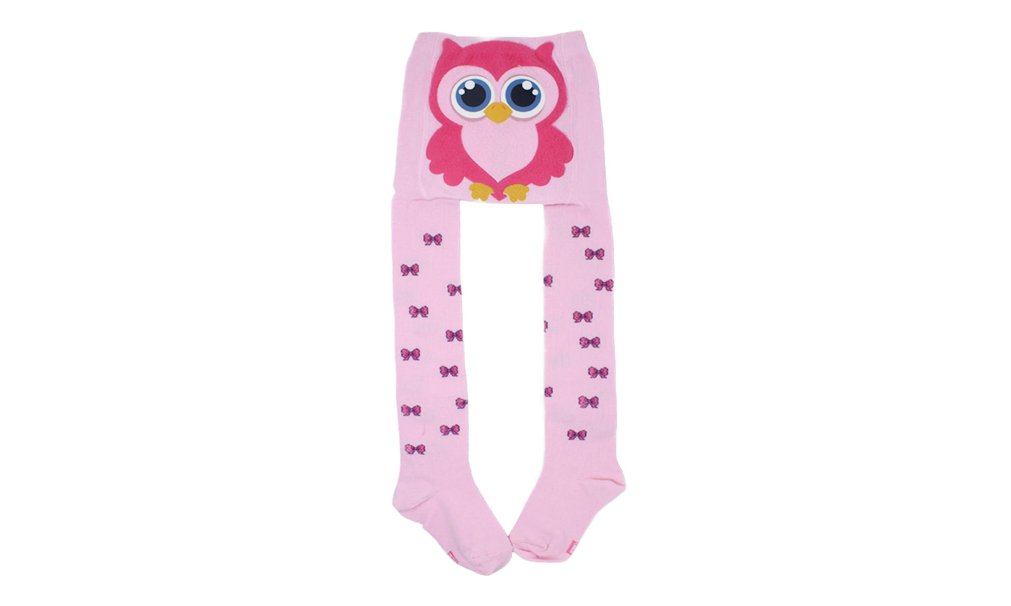 Collant 4D Hibou Rose en Coton Écologique